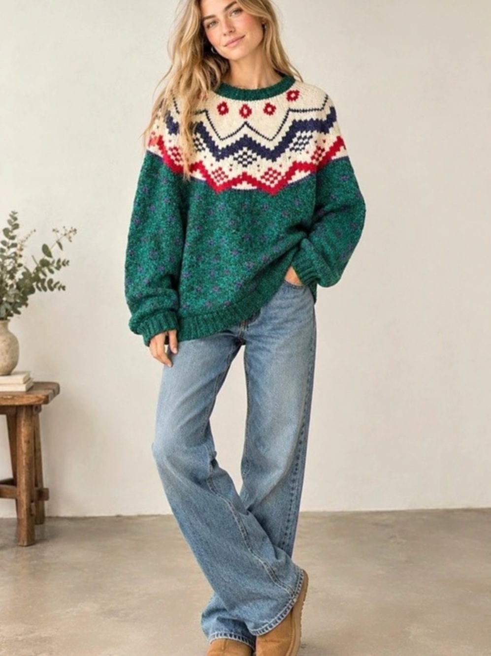 Vintage wool Northern Isles Fair Isle Knit polka dot double layered Sweater